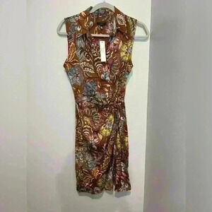 DREW NWT Brown Paisley Wrap Dress size XS